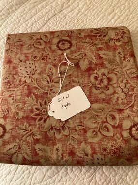 Rose colored patterned fabric, medium to heavy weight, 54” W, total 3 yds